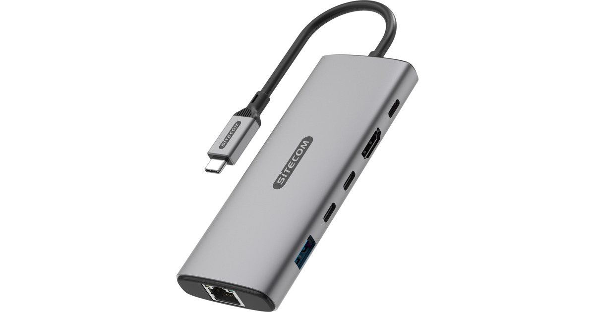Sitecom6 in 1 USB-C Power Delivery Multiport Adapter dockingstation  (Grijs)
