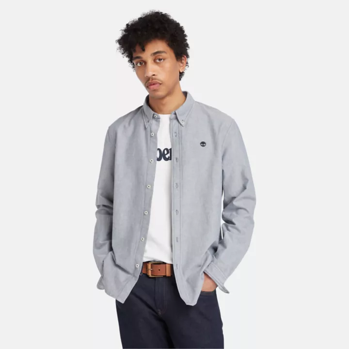 Chemise oxford à manches longues pour homme en gris
