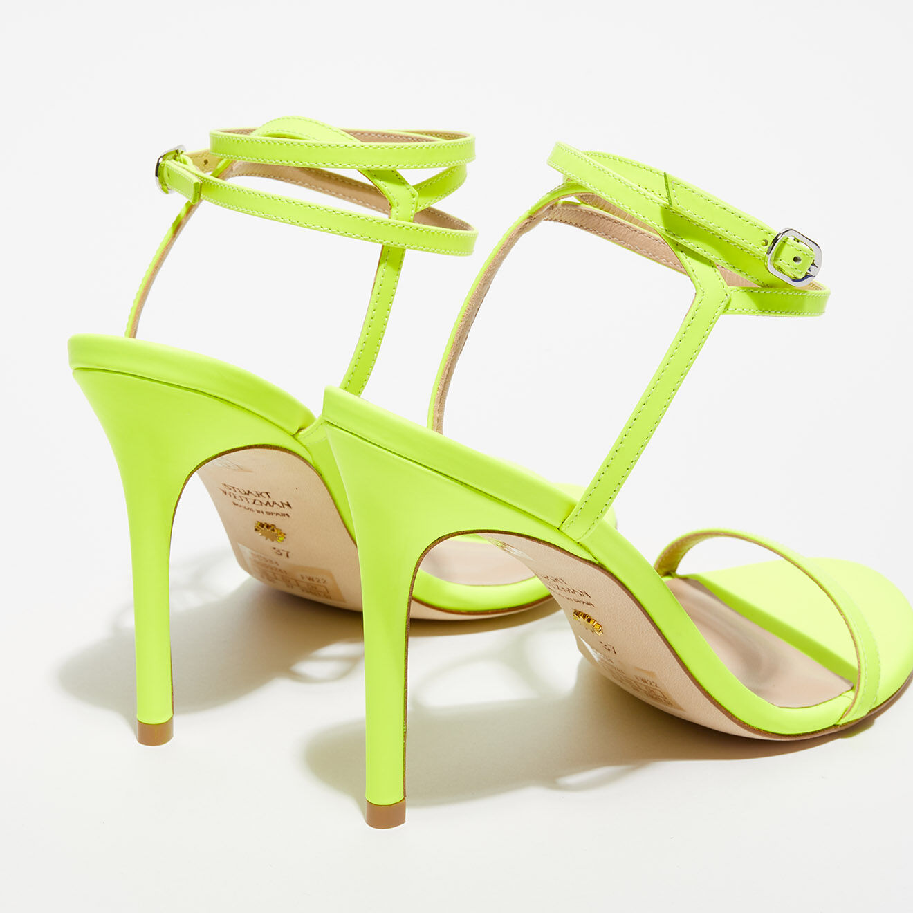 Stuart Weitzman Sandales en Cuir Brelynude 100 jaune fluo - Talon 10 cm