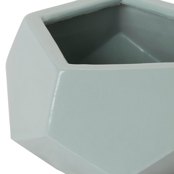 Pot rond émaillé motifs géométriques vert d’eau ø9 cm