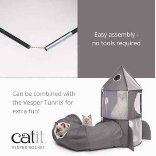 Abrigo dobrável para gatos Catit Vesper Rocket, cinza
