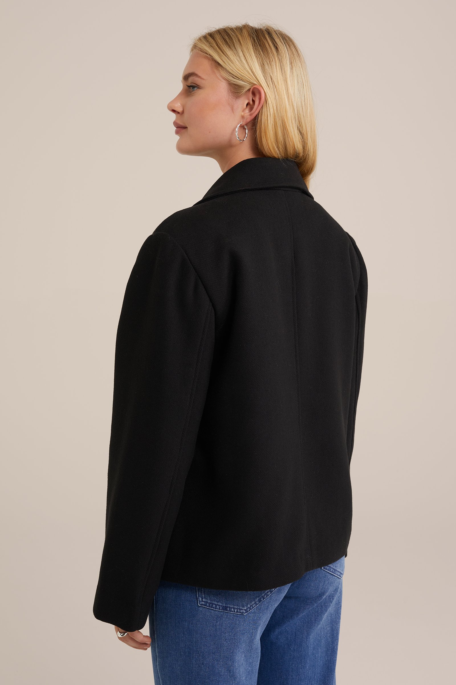 double-breasted jas WE Fashion Zwart