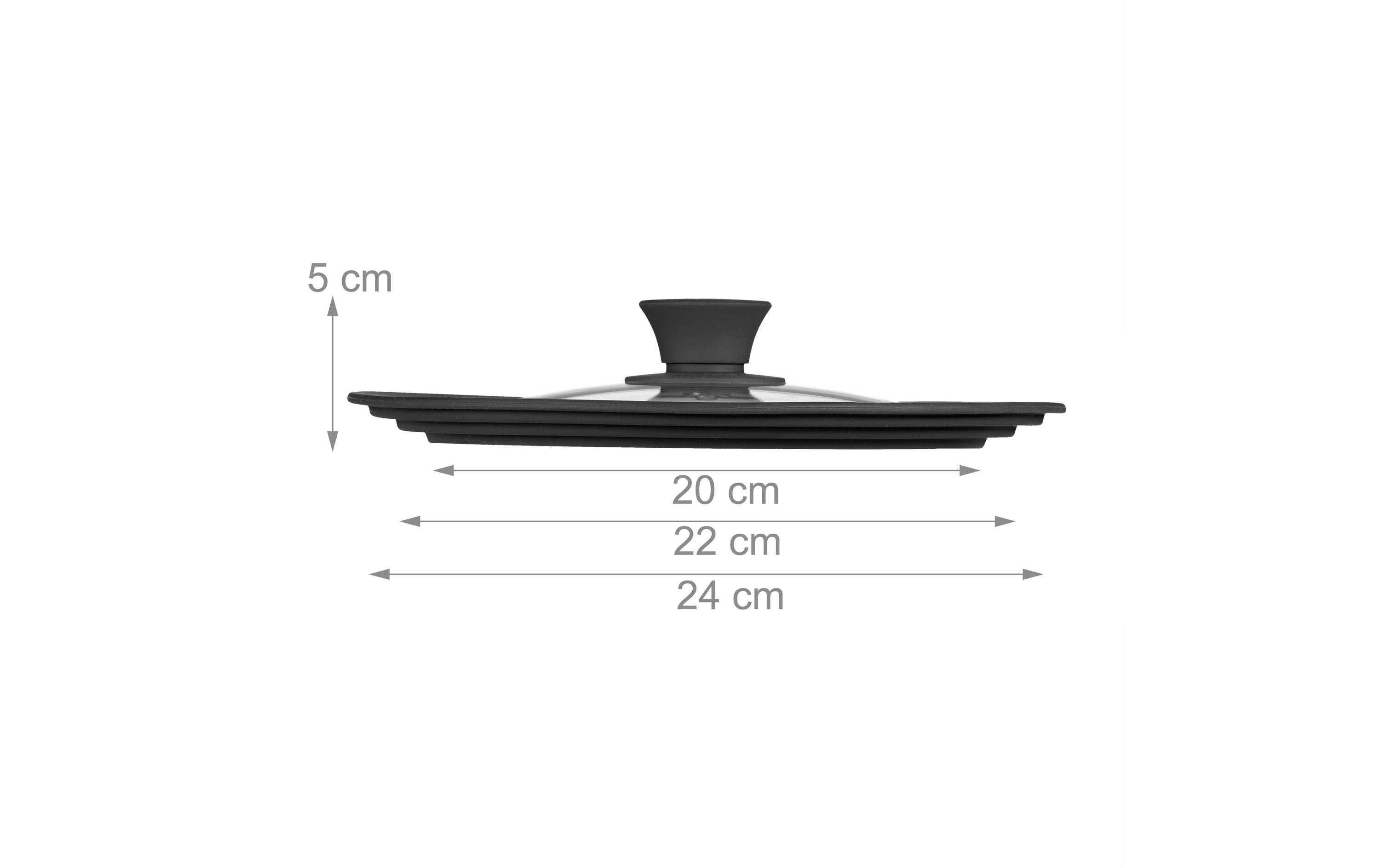 Topfdeckel mit Silikon für Ø 20-24 cm, SchwarzPraktischer Glasdeckel für Ihr Kochgeschirr