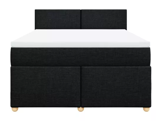 Sommier à lattes de lit avec matelas Noir 140x190 cm Tissu