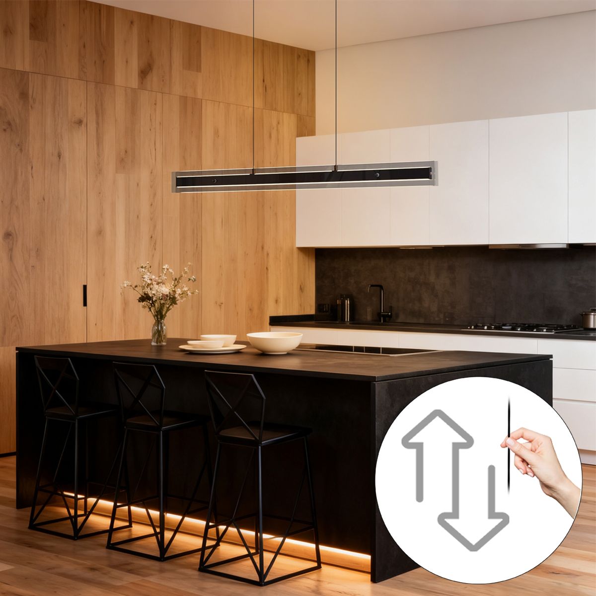 Moderne hanglamp zwart met smoke glas - Catch