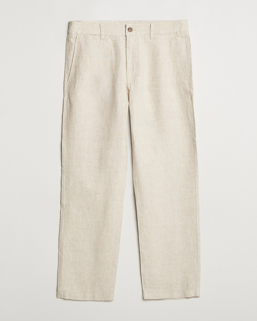 NN07 Aden Regular Fit Linen Trousers Oat