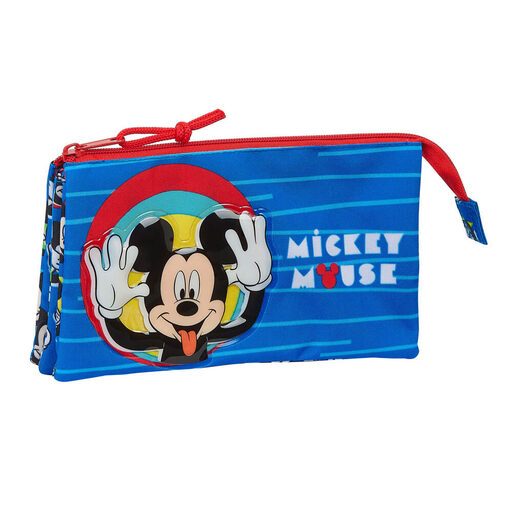 Bolsa Tripla para Uso Pessoal Mickey Mouse, 220x30x120mm, Azul/Vermelho, Tamanho Único