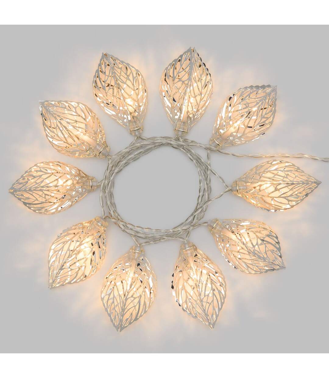 Guirlande 10 Feuilles lumineuses Noël - L. 135 cm - Blanc chaud