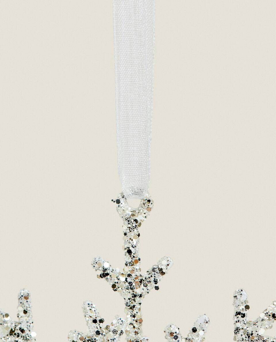 DECORAÇÃO DE NATAL EM FORMATO DE FLOCO DE NEVE COM BRILHO