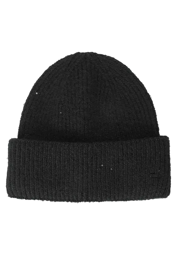 Strickmütze mit Pailletten - Black