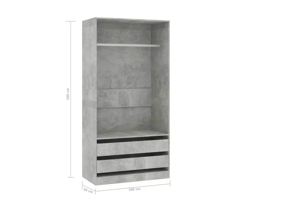 Garde-robe Gris béton 100x50x200