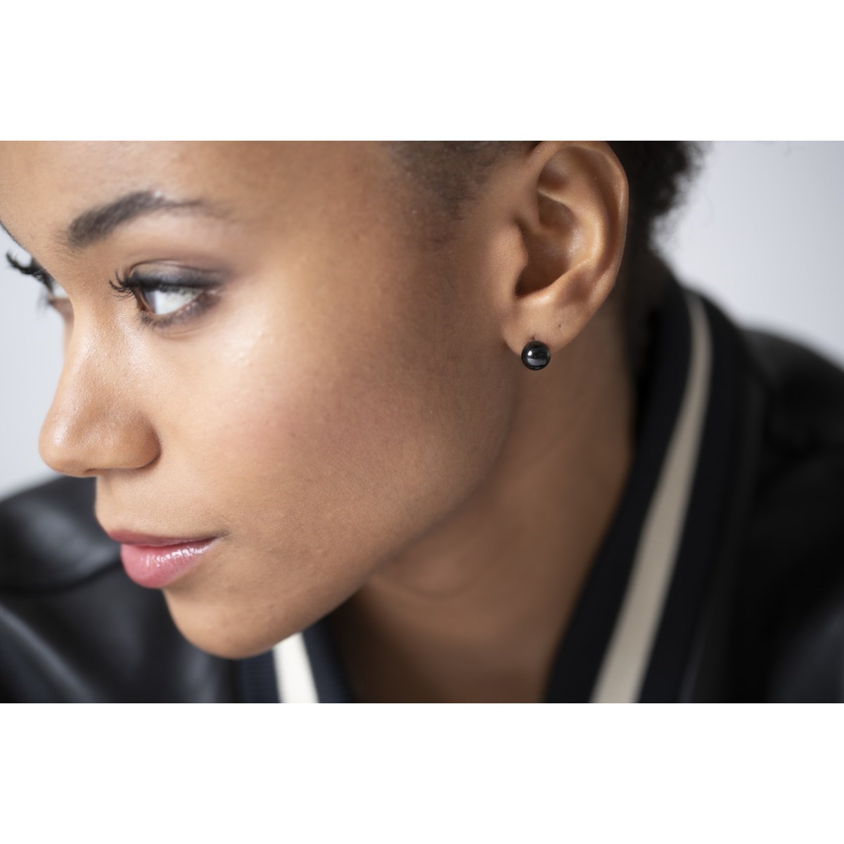 Boucles d'oreilles clous en Argent 925 millièmes et céramique - blanc brillant