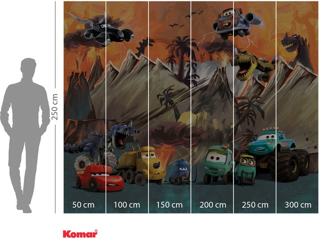 Komar Fototapete »Digitaldruck Vlies -  Cars Carosaurus - Grösse 300 x 250 cm« bedruckt glatt Kinderzimmer