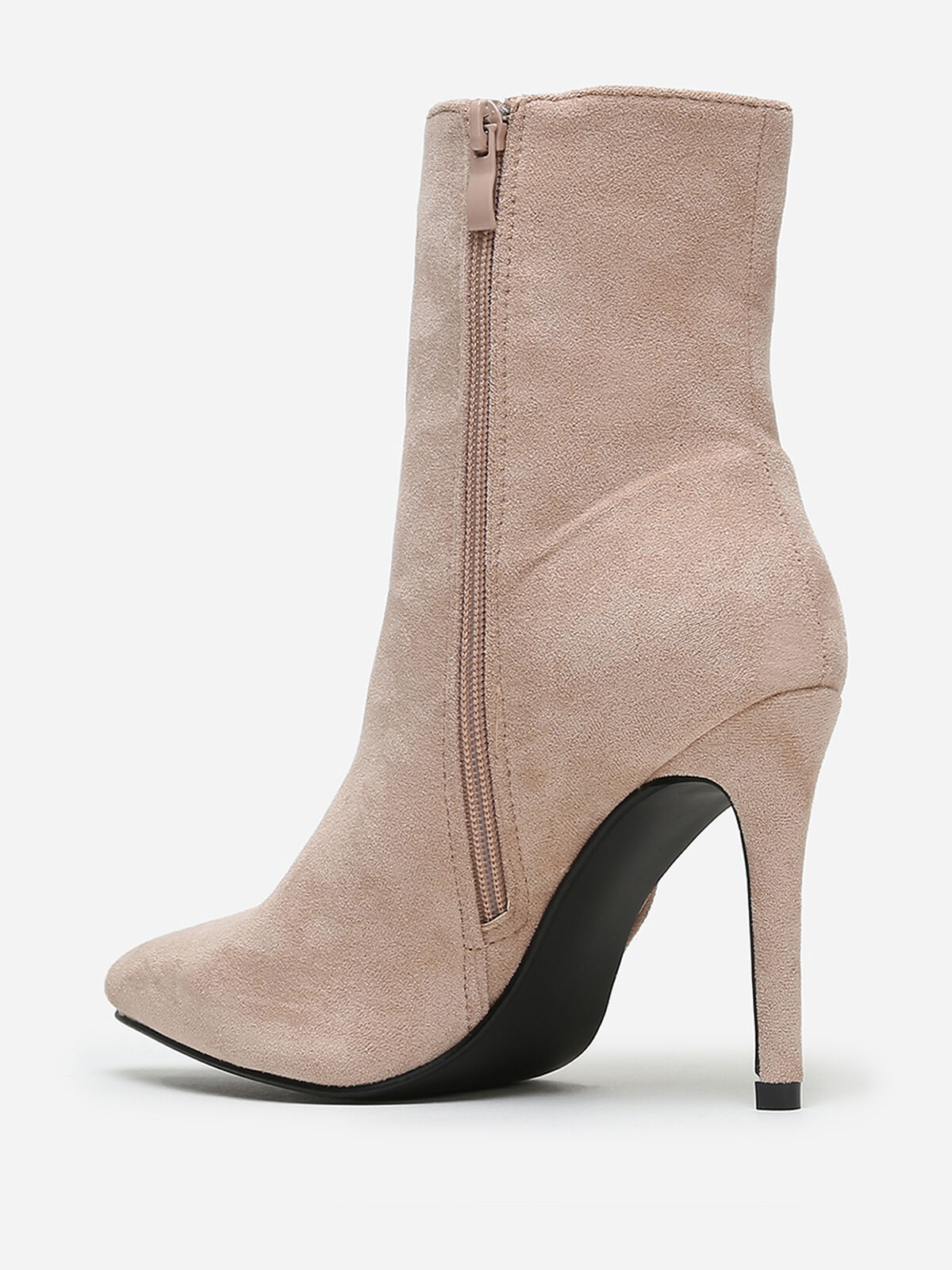 Bottines pointues à talon aiguille- Beige