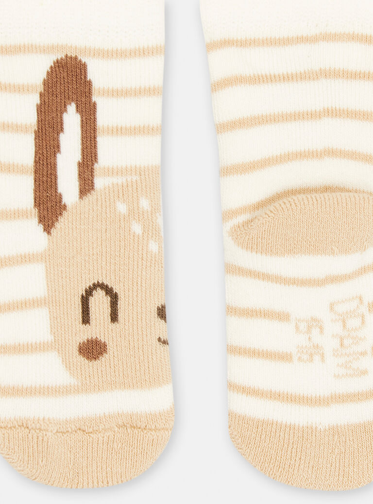 Chaussettes blanches et marron à imprimé à rayures