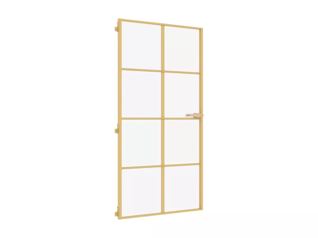 Porte intérieure mince doré verre trempé aluminium