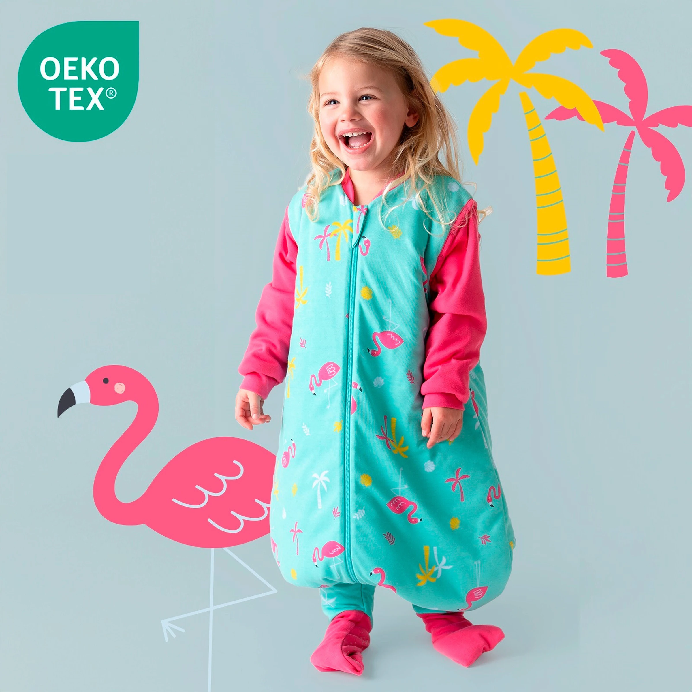 schlummersack Schlafsack mit Füßen 2.5 Tog Flamingo