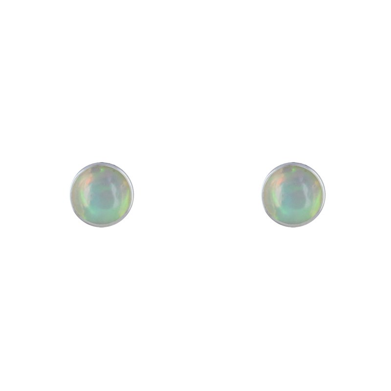 Boucles d'Oreilles Clous Argent Demi Perle d'Opale
