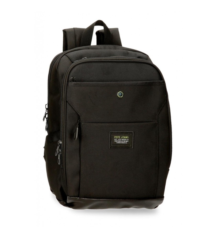 Mochila para computador Pepe Jeans Leighton com dois compartimentos, preta.