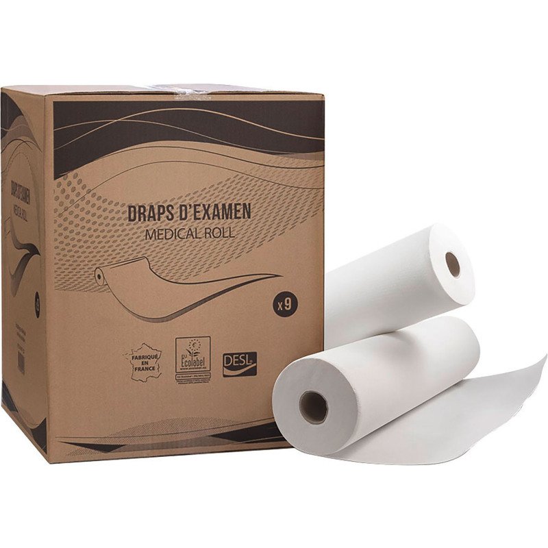 Drap d'examen pure ouate 50 x 37,5 cm - Carton de 9 rouleaux