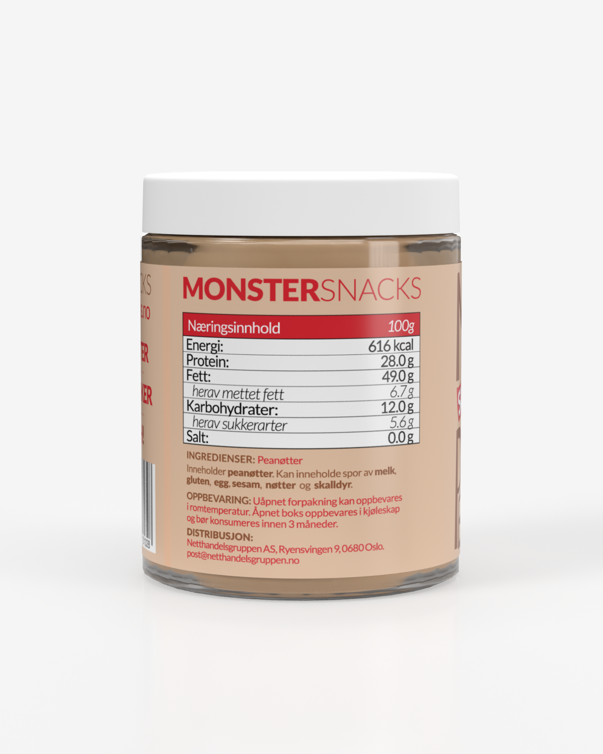 Monster Pure Peanut Butter – Smooth 3x1kg - TREPAKNING