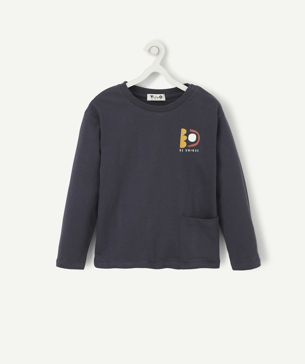 LE T-SHIRT ÉVOLUTIF MANCHES LONGUES BLEU MARINE EN COTON PIMA