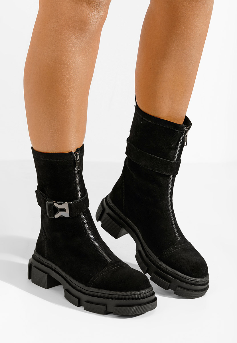 Bottines femme en daim noires Ferola