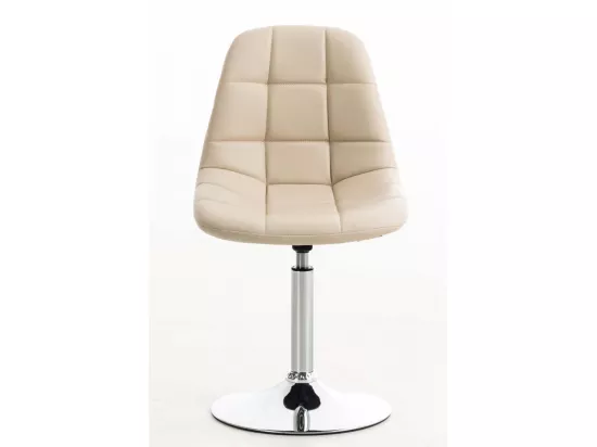 Chaise de bureau - Similicuir & Métal chromé - Crème - Emil