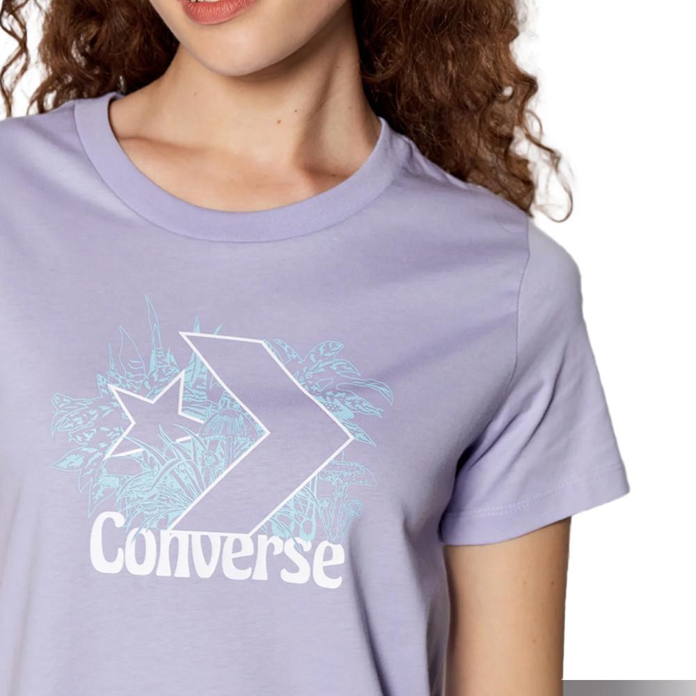 Converse T-shirt Mauve Femme Converse 3219