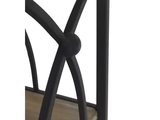 Etagère Bibliothèque avec 4 tablettes fer forgé noir et bois massif naturel Kalioka 42cm