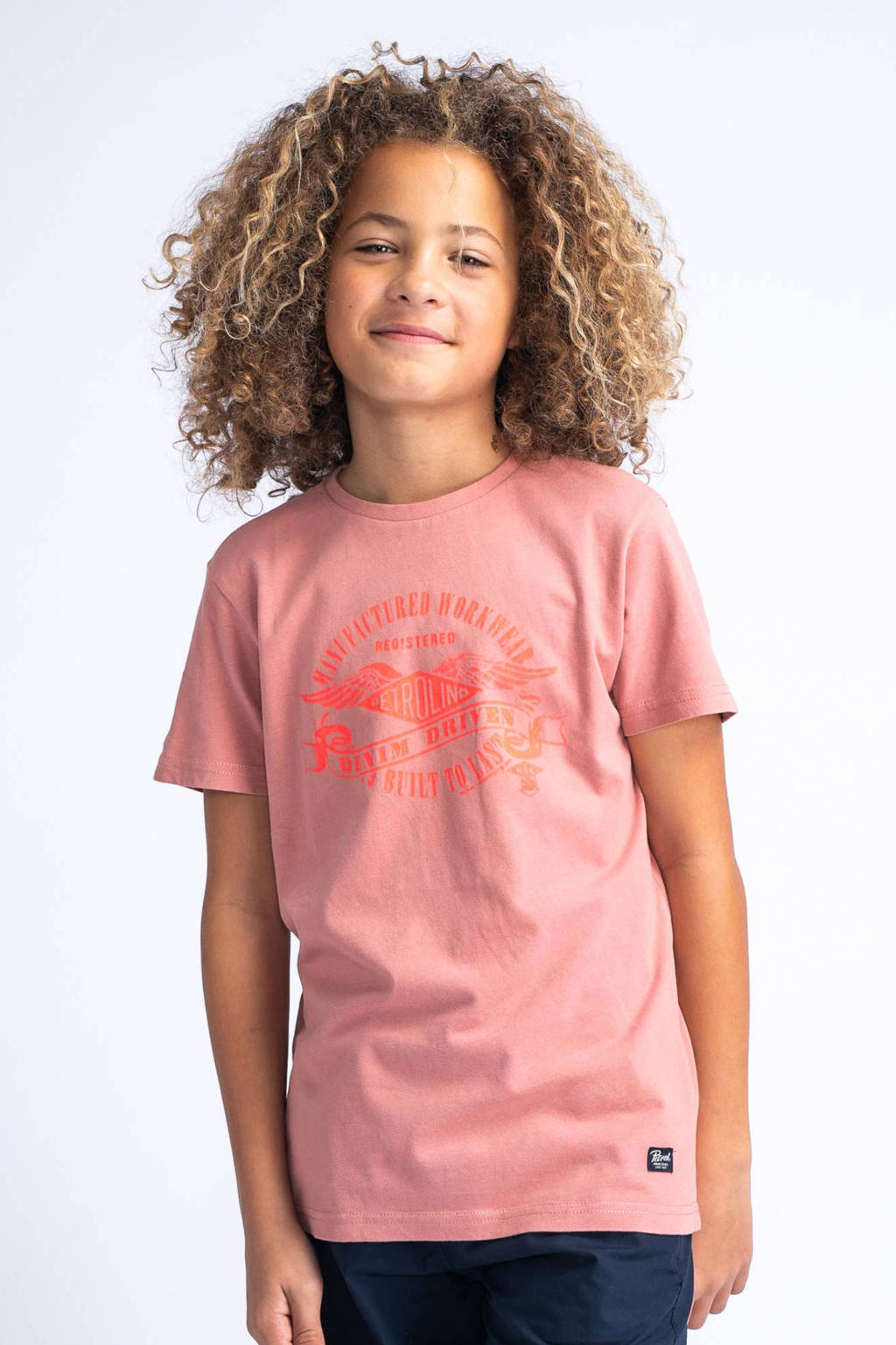 Petrol Industries T-shirt met logo lichtrood