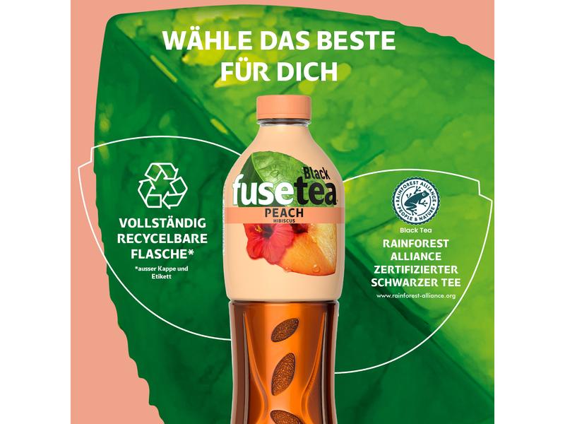 Fusetea Black Ice Tea Peach-Hibiscus 6 x 0.5 l Erfrischender Pfirsich-Eistee