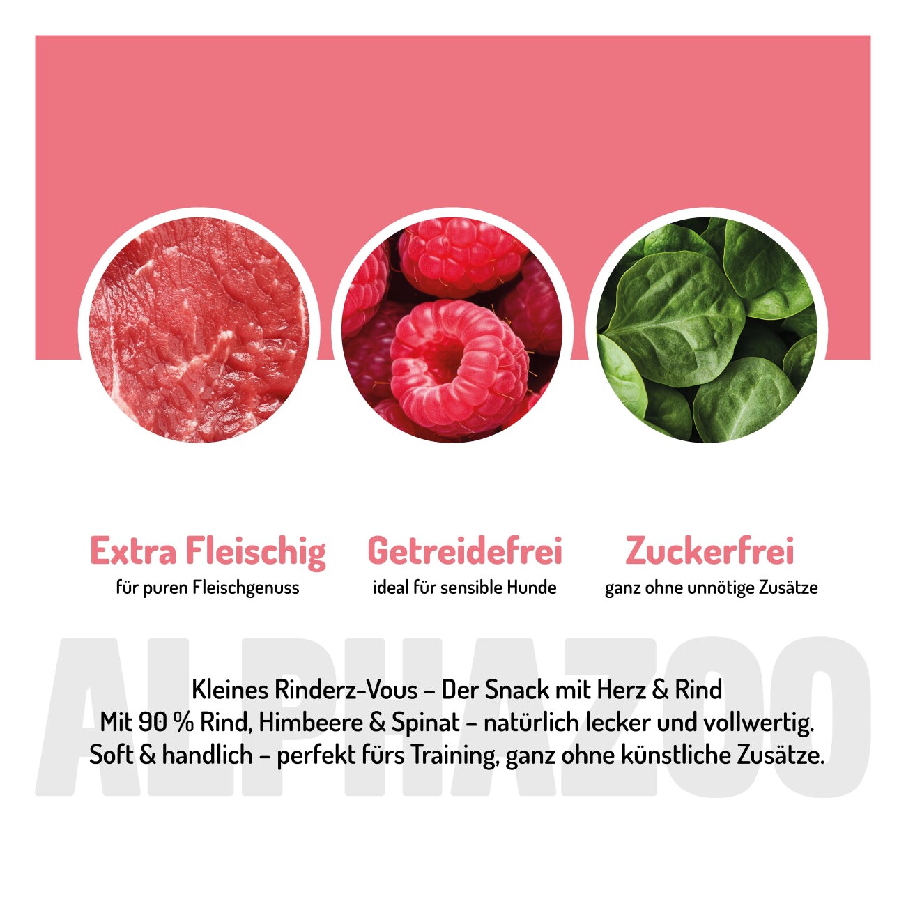 ALPHAZOO Kleines Rinderz-Vous 65g I Leckerli für Hunde