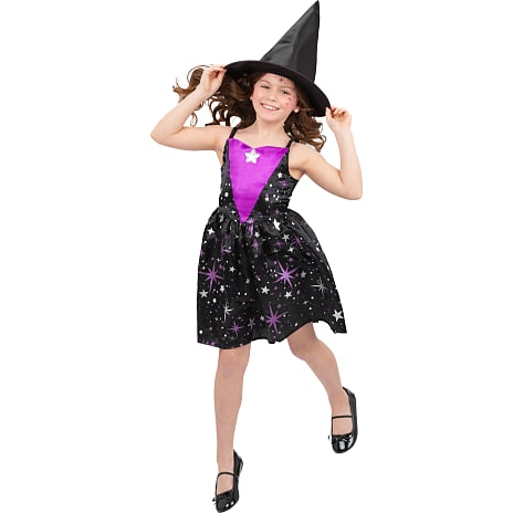 Halloween heksekostume med stjerner kostume str. 128
