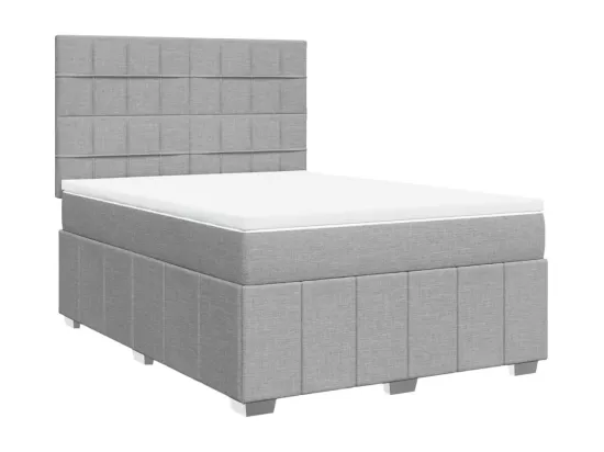 Sommier à lattes de lit avec matelas Gris clair 160x200cm Tissu