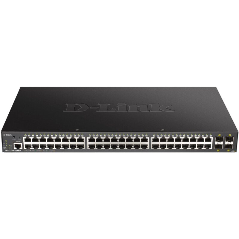 D-Link DGS-1250-52XMP Géré L3 Connexion Ethernet, supportant l'alimentation via ce port (PoE) Noir