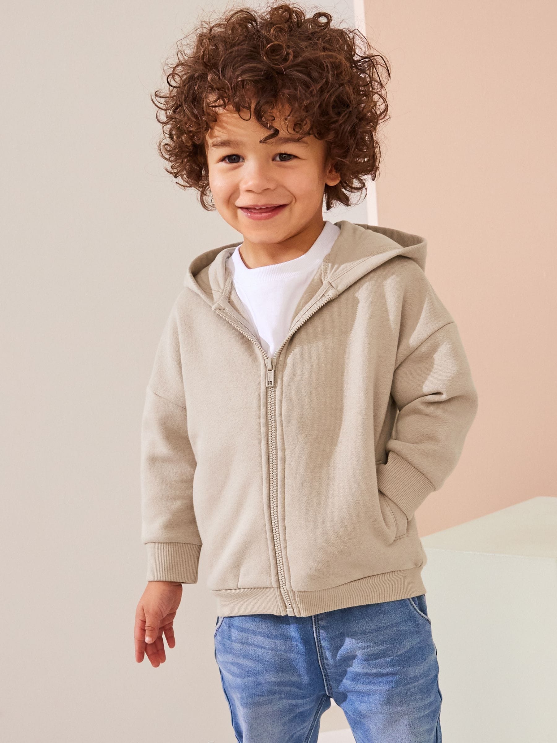 Kiezelkleurig-bruin - Hoodie met ritssluiting (3 mnd-7 jr)