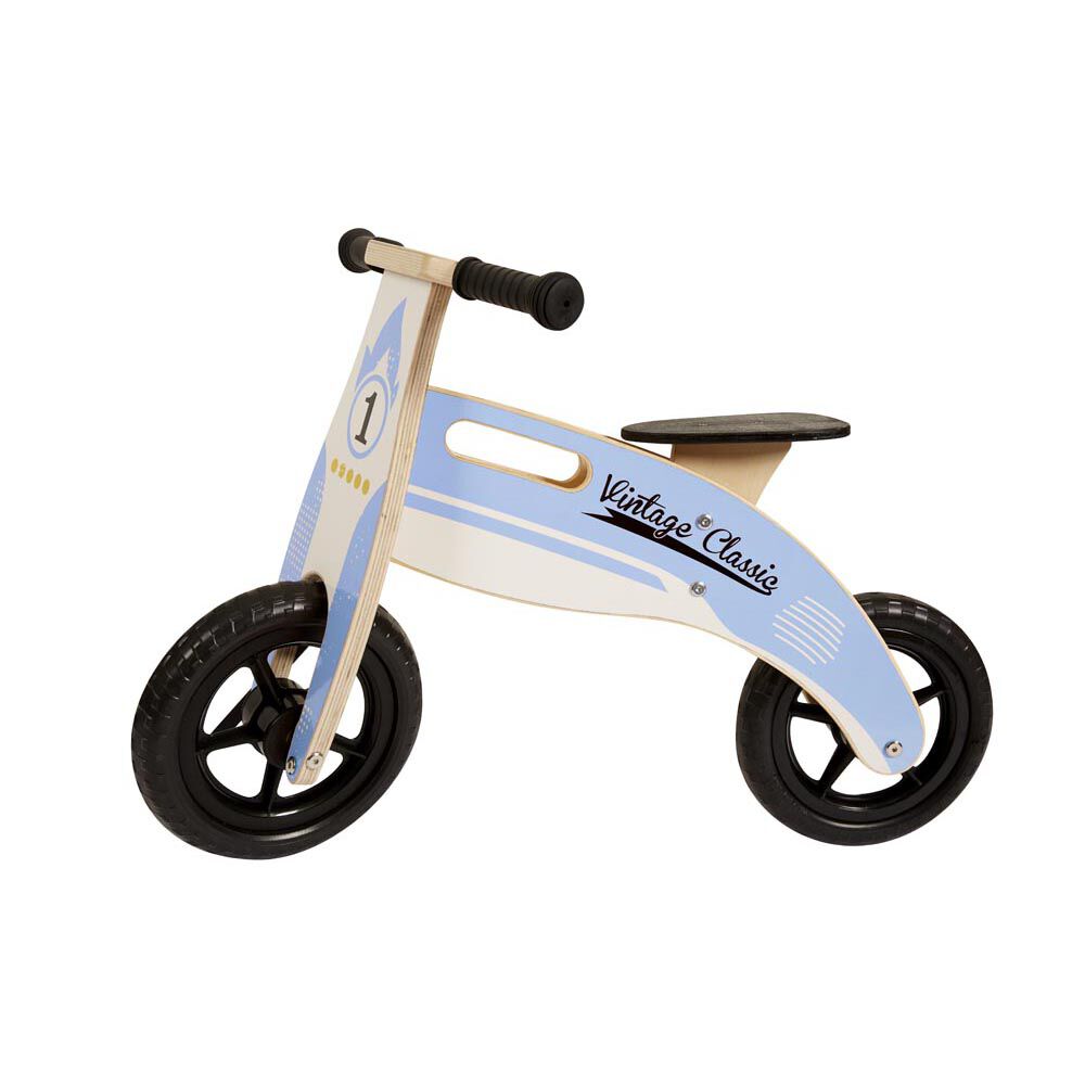 Draisienne bois design vintage bleu et bois