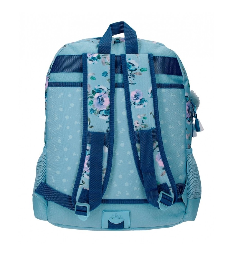 Mochila Joumma MovomWild Flowers adaptável para carro azul -31x42x13xm-