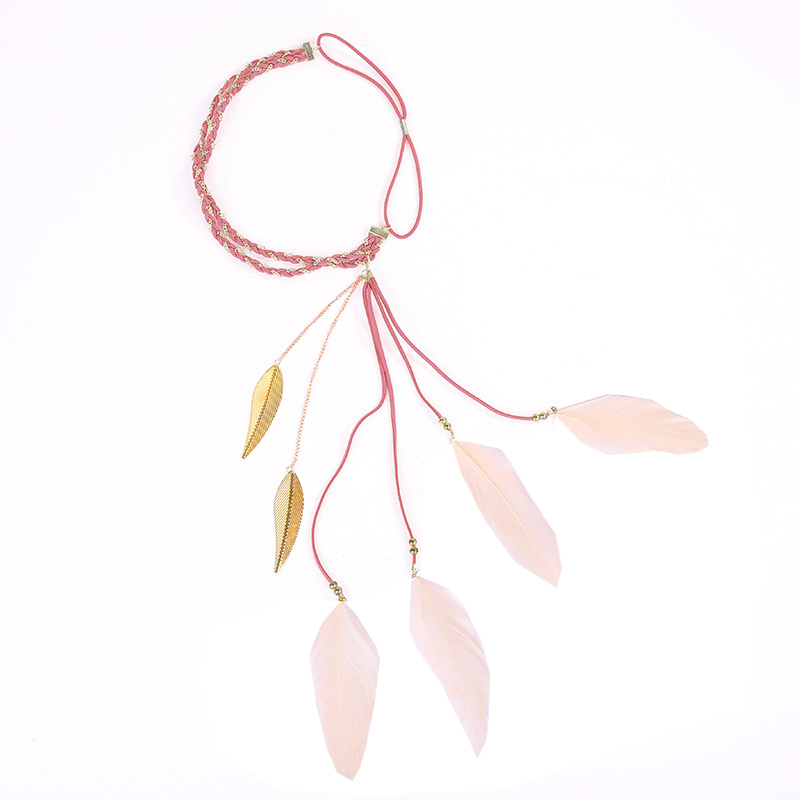 Feder Haarband Fasnachts Indianer Kostüm Zubehör Motto Party Accessoire Halloween Foto Requisite - Rosa