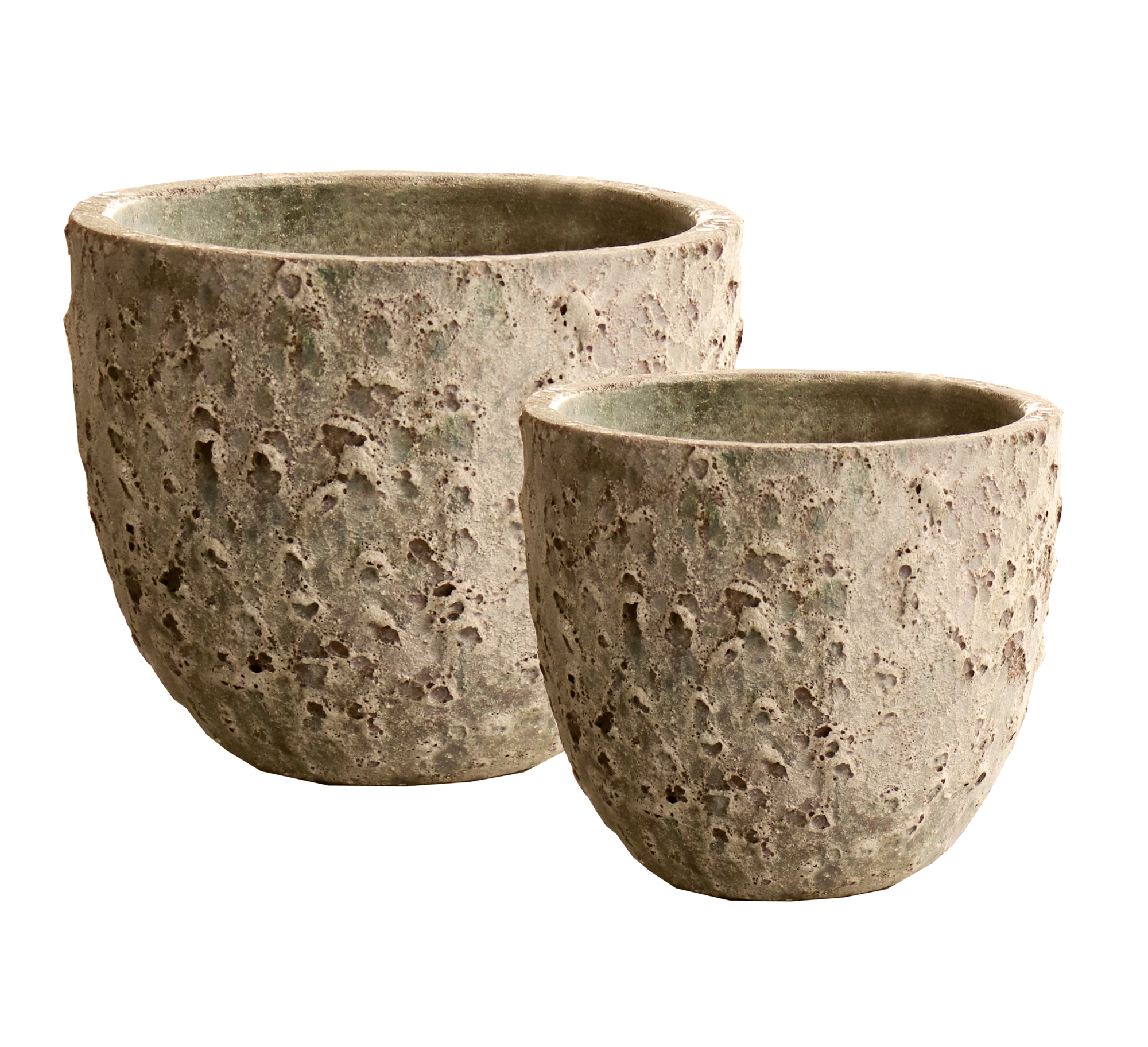 Plantenpot Laki relic beige Ø36/35 x H34/25 cm - set 2 stuks