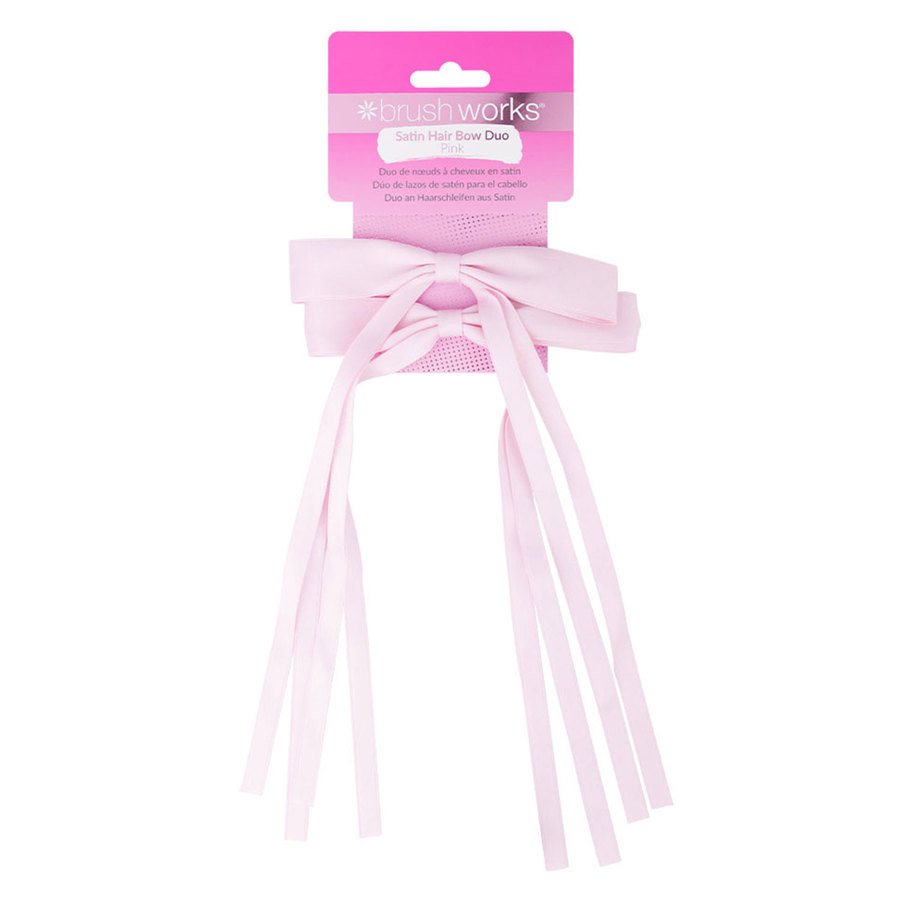 Brushworks Satin Hair Bow Duo Pink