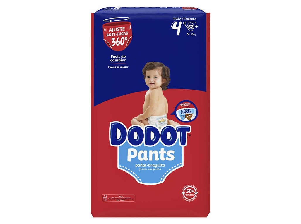 FRALDAS CUECA PANTS DODOT T4 9-15KG 62 UN