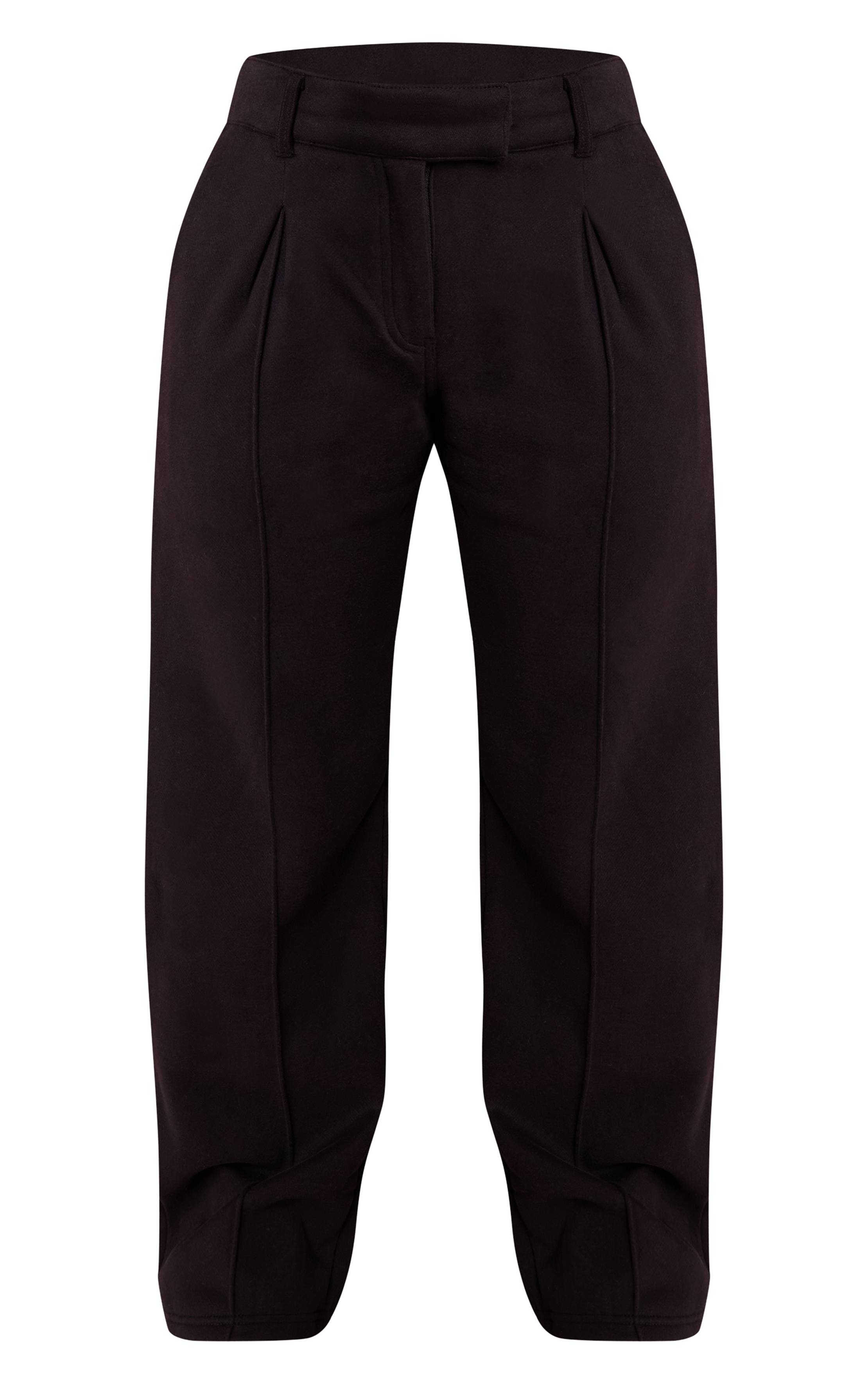 Noir Jogging Petite Taille À Jambes Larges Avec Détails De Coutures Ajustées
