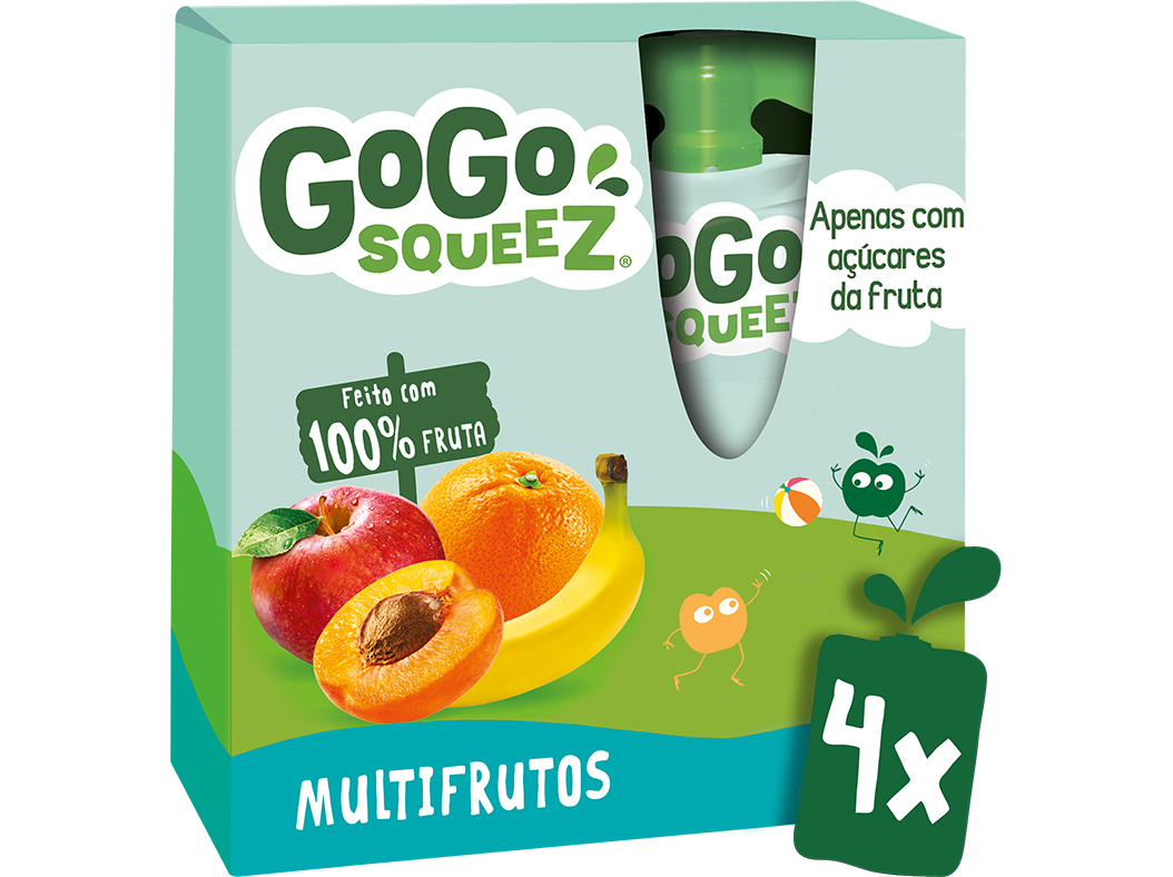 SAQUETAS FRUTA GO GO SQUEEZ MULTIFRUTOS 4X90G