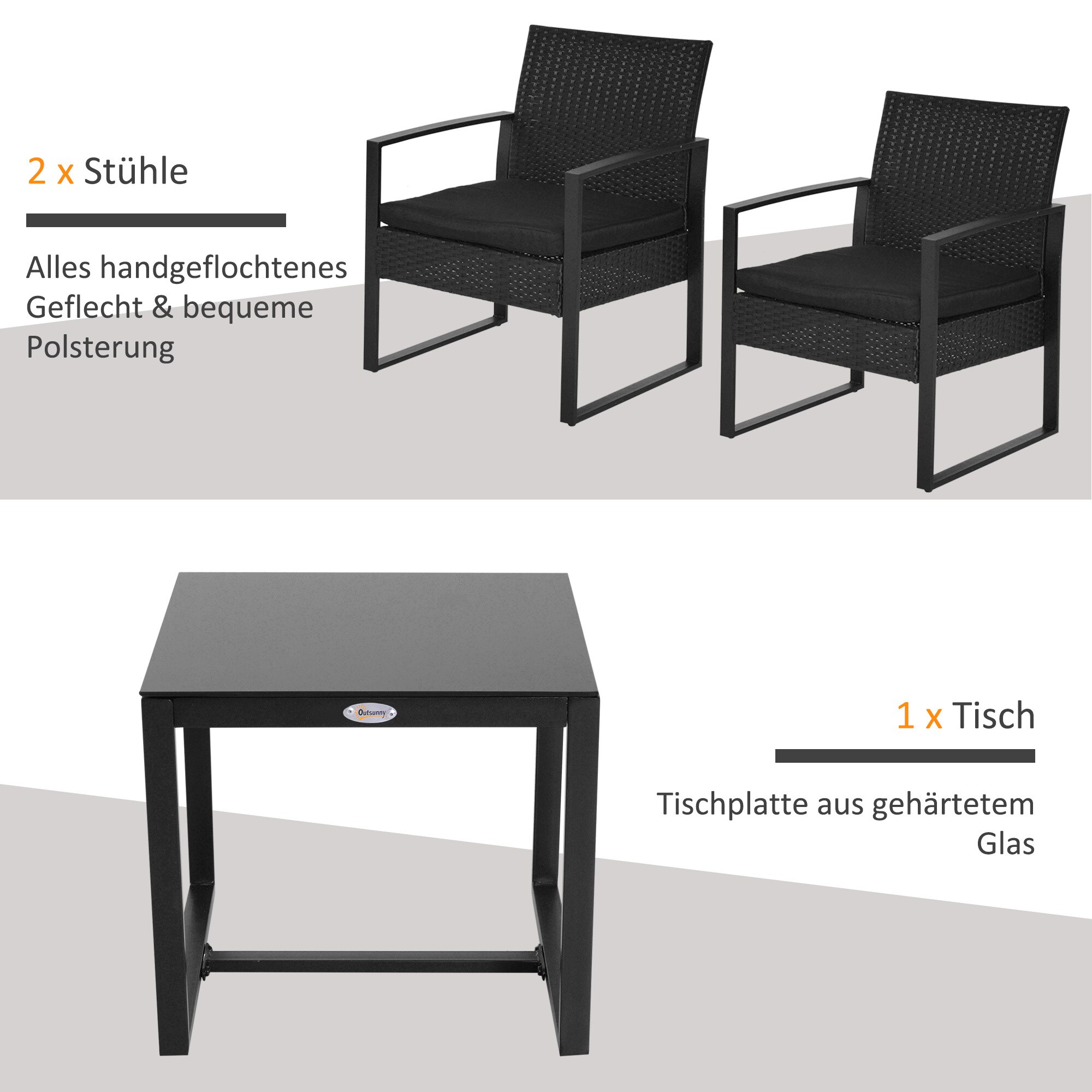 Outsunny Polyrattan Sitzgruppe als 5-tlg. Set