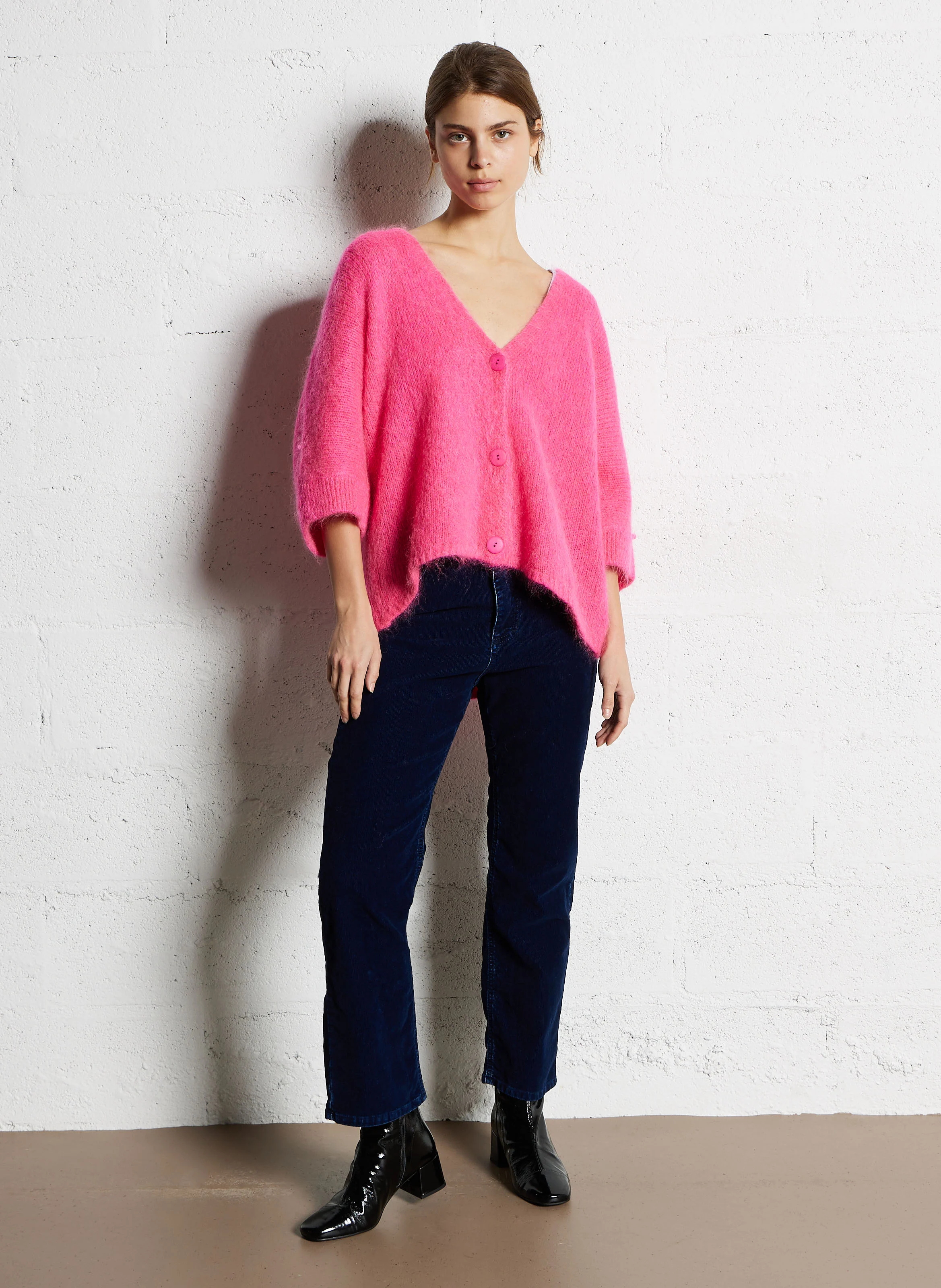 Pantalon droit en coton mélangé | Bleu