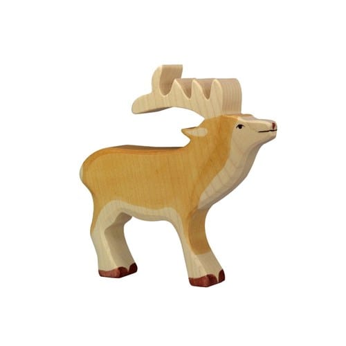 Figurine holztiger cerf 15 cm
