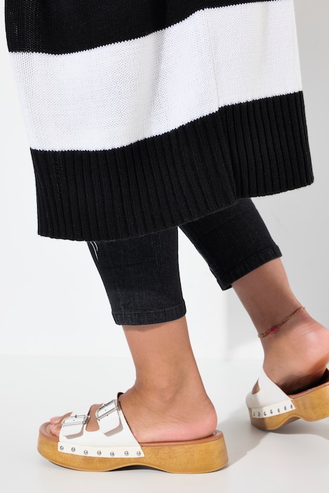 Long-Strickjacke, Straight Fit, Blockstreifen