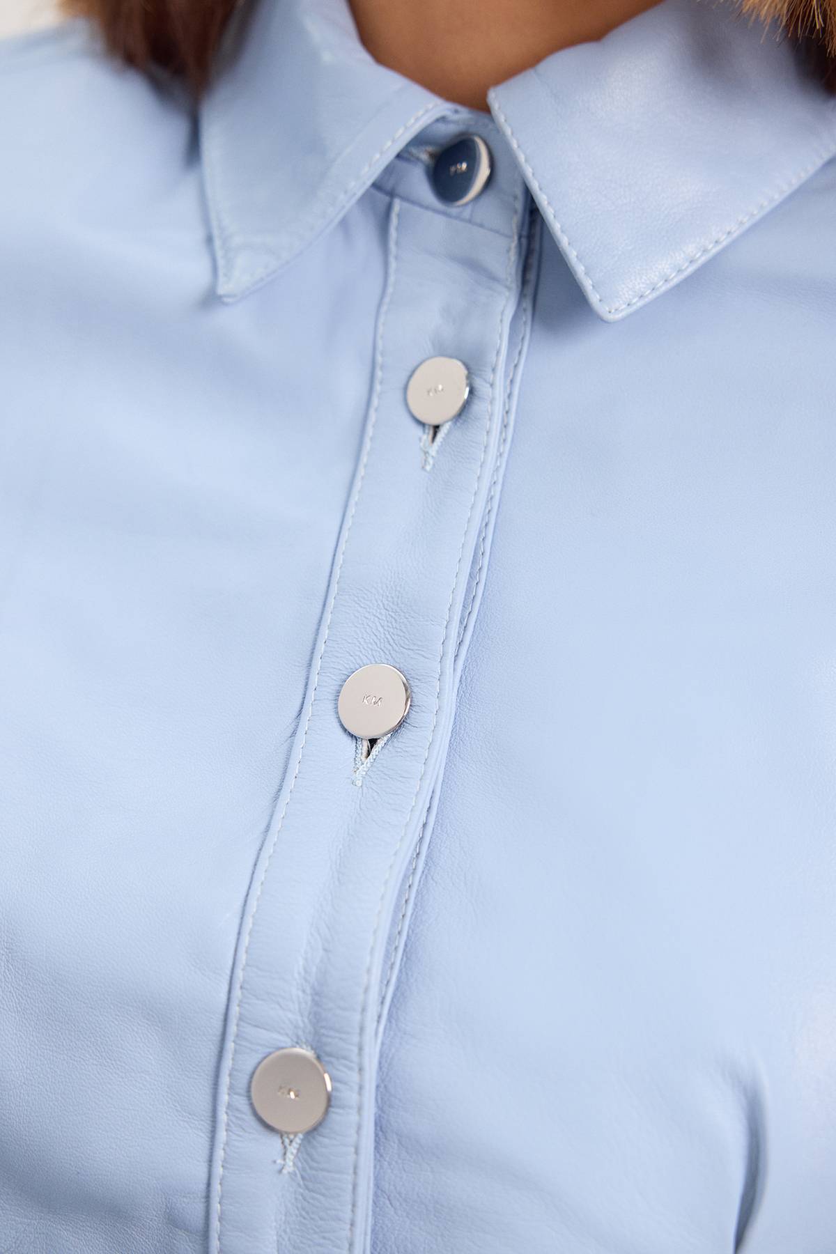 KarenMillen Chemise En Cuir À Basque Boutonnée